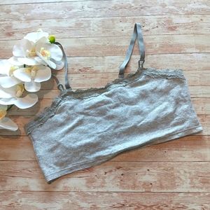Aerie gray bra top crop top shelf bra tank top L EUC